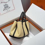 Okify Hermes Garden Party Bag In Beige And Black 30cm - 2