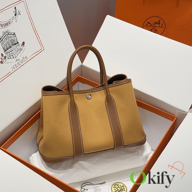 Okify Hermes Garden Party Bag In Brown 30cm - 1