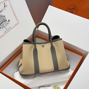 Okify Hermes Garden Party Bag In Beige And Gray 30cm