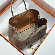Okify Hermes Garden Party Bag In Light Brown And Gray 30cm - 6