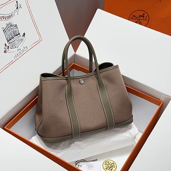 Okify Hermes Garden Party Bag In Light Brown And Gray 30cm