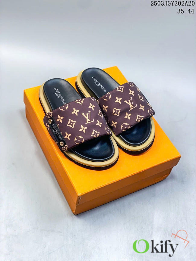 Okify Louis Vuitton Monogram Pool Pillow Mules In Brown - 1