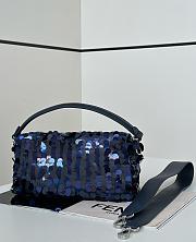 Okify Fendi Baguette Sequin Bag In Dark Blue 27x7x13cm  - 5