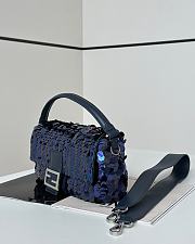 Okify Fendi Baguette Sequin Bag In Dark Blue 27x7x13cm  - 3