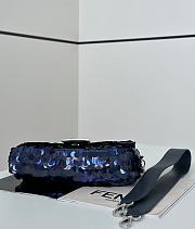 Okify Fendi Baguette Sequin Bag In Dark Blue 27x7x13cm  - 2