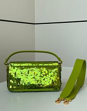 Okify Fendi Baguette Sequin Bag In Green 27x7x13cm  - 3