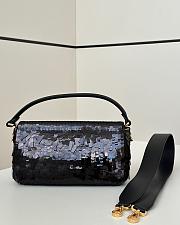 Okify Fendi Baguette Sequin Bag In Black 27x7x13cm  - 3