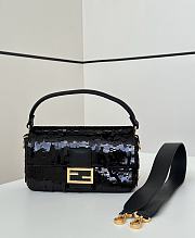 Okify Fendi Baguette Sequin Bag In Black 27x7x13cm  - 1
