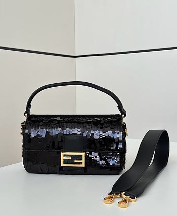 Okify Fendi Baguette Sequin Bag In Black 27x7x13cm 