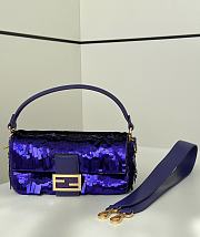 Okify Fendi Baguette Sequin Bag In Purple 27x7x13cm  - 1