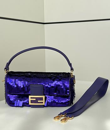 Okify Fendi Baguette Sequin Bag In Purple 27x7x13cm 