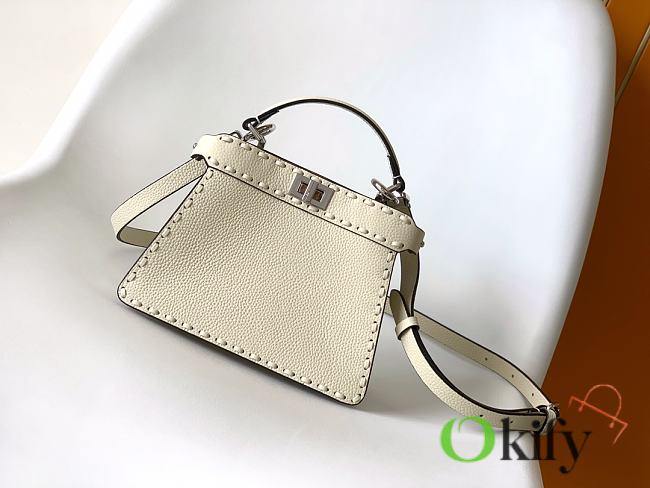 Okify Fendi Peekaboo ISeeU Mini Bag In White 20x11x15.5cm - 1