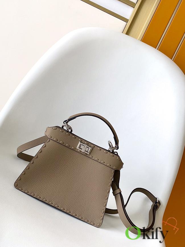 Okify Fendi Peekaboo ISeeU Mini Bag In Gray 20x11x15.5cm - 1