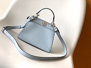 Okify Fendi Peekaboo ISeeU Mini Bag In Blue 20x11x15.5cm - 3