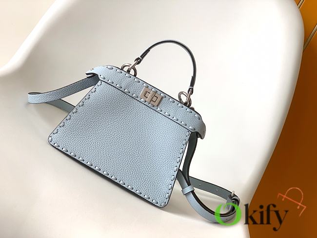 Okify Fendi Peekaboo ISeeU Mini Bag In Blue 20x11x15.5cm - 1