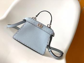 Okify Fendi Peekaboo ISeeU Mini Bag In Blue 20x11x15.5cm