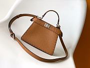 Okify Fendi Peekaboo ISeeU Mini Bag In Brown 20x11x15.5cm - 3