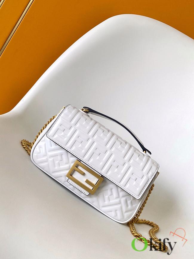 Okify Fendi Baguette Bag In White 24x7x14.5cm - 1