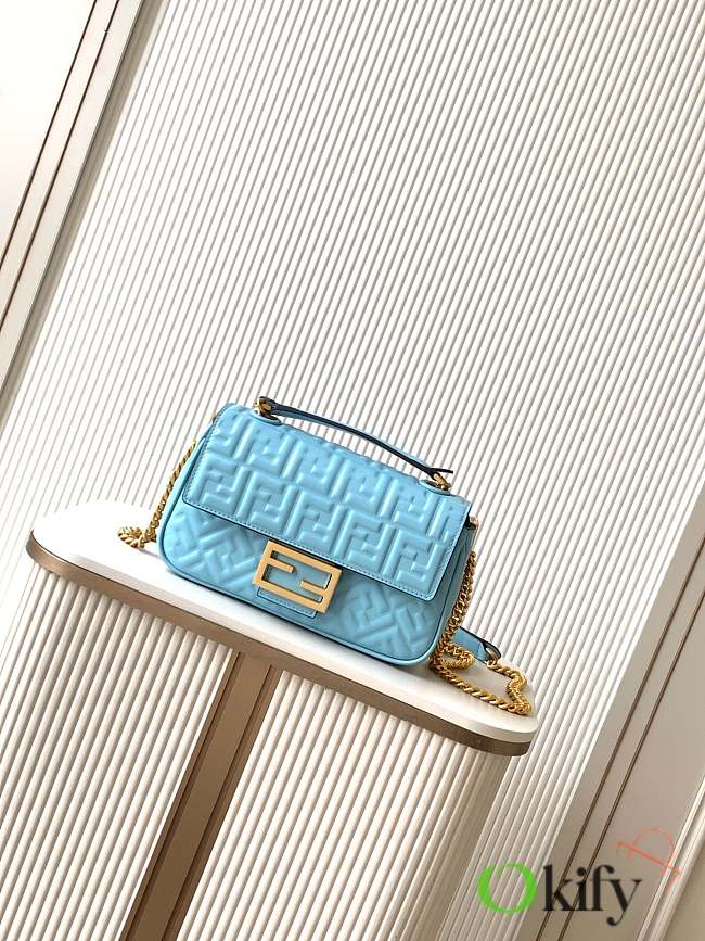 Okify Fendi Baguette Bag In Blue 24x7x14.5cm - 1