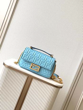 Okify Fendi Baguette Bag In Blue 24x7x14.5cm