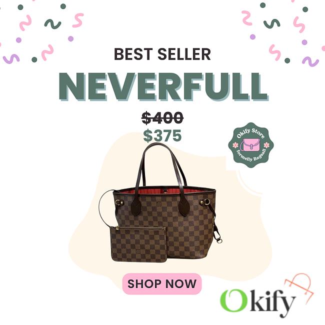 Okify Louis Vuitton Neverfull Damier Bag With Inner Red N41359 29x21x12cm  - 1
