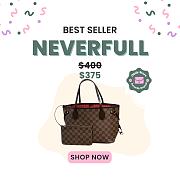 Okify Louis Vuitton Neverfull Damier Bag With Inner Red N41359 29x21x12cm  - 1