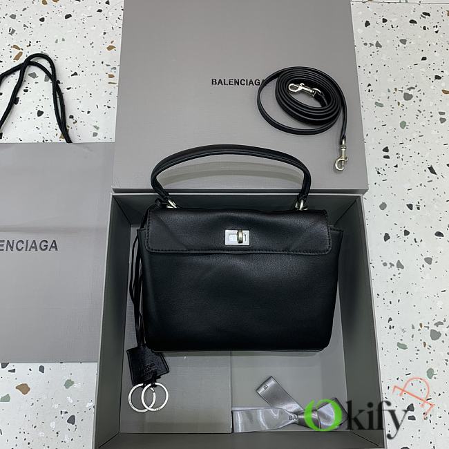 Okify Balenciaga Mini Rodeo Bag In Black With Silver Hardware 22x10x8.3cm - 1