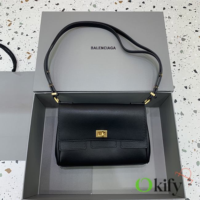 Okify Balenciaga Bel Air Flap Bag XS In Black 23x5.5x18cm - 1
