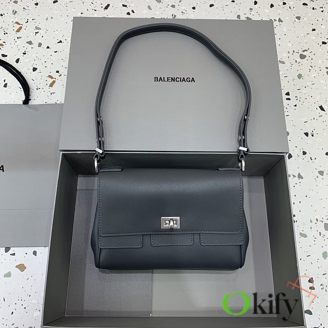 Okify Balenciaga Bel Air Flap Bag XS In Gray 23x5.5x18cm - 1
