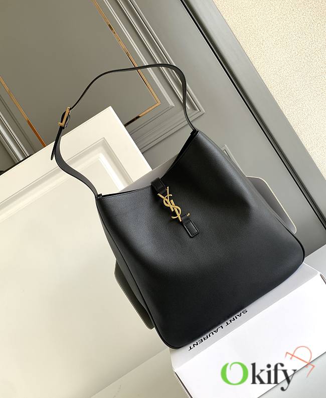 Okify YSL LE 5 À 7 Large Supple In Black Grained Leather 30x31x13cm - 1