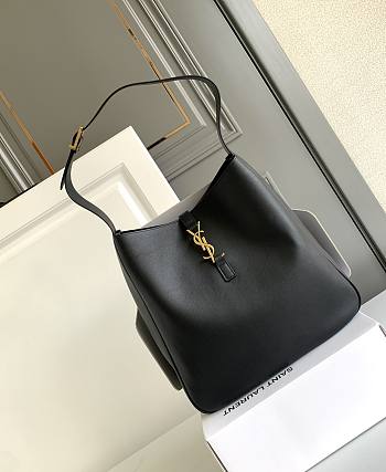 Okify YSL LE 5 À 7 Large Supple In Black Grained Leather 30x31x13cm