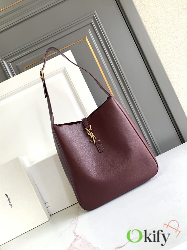 Okify YSL LE 5 À 7 Large Supple In Red Grained Leather 30x31x13cm - 1