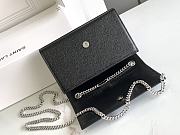 Okify YSL Kate Embossed Leather Bag In Black With Silver Hardware 20x12.5x5cm - 6