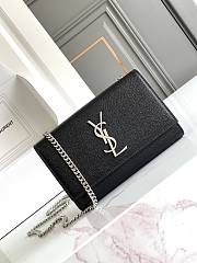 Okify YSL Kate Embossed Leather Bag In Black With Silver Hardware 20x12.5x5cm - 1