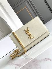 Okify YSL Kate Embossed Leather Bag In White With Gold Hardware 20x12.5x5cm - 1