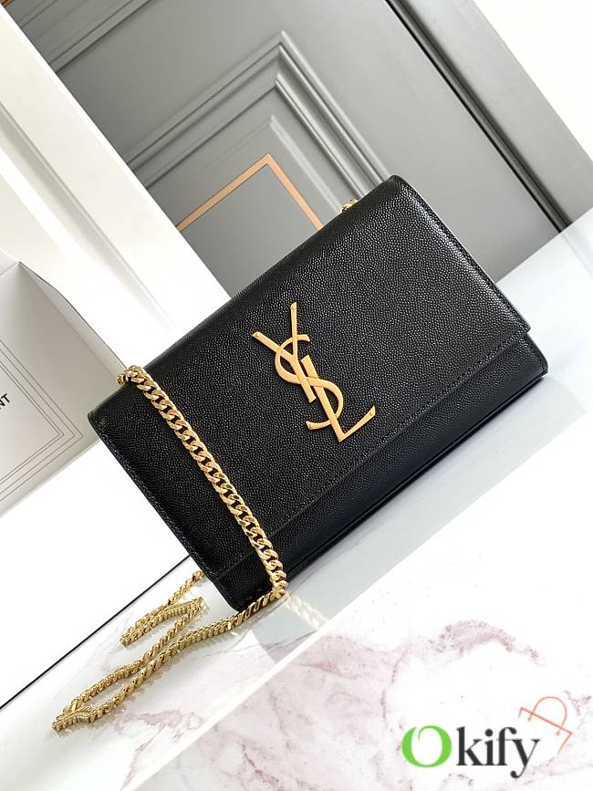 Okify YSL Kate Embossed Leather Bag In Black With Gold Hardware 20x12.5x5cm - 1