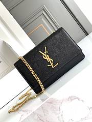 Okify YSL Kate Embossed Leather Bag In Black With Gold Hardware 20x12.5x5cm - 1