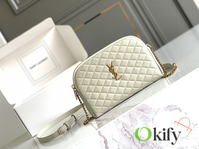 Okify YSL Gaby Zippered Bag In White 9x13x3.5cm - 1