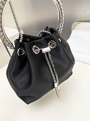 Okify Jimmy Choo Bon Bon Satin Bag With Crystal Handle In Black 14x15x9.5cm - 5