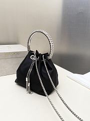 Okify Jimmy Choo Bon Bon Satin Bag With Crystal Handle In Black 14x15x9.5cm - 4