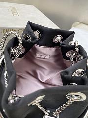 Okify Jimmy Choo Bon Bon Satin Bag With Crystal Handle In Black 14x15x9.5cm - 3