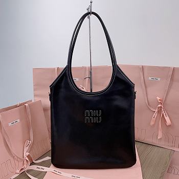 Okify MiuMiu Ivy Leather Patch Bag In Black 35x40cm