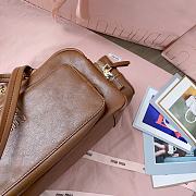 Okify MiuMiu Pocket Washed Nappa Leather Bag In Brown 32x15.5x11cm - 3