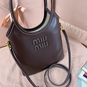 Okify MiuMiu Ivy Mini Leather Handbag In Dark Brown 20x24cm  - 4