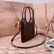 Okify MiuMiu Ivy Mini Leather Handbag In Dark Brown 20x24cm  - 3