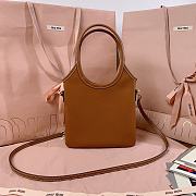 Okify MiuMiu Ivy Mini Leather Handbag In Brown 20x24cm  - 6