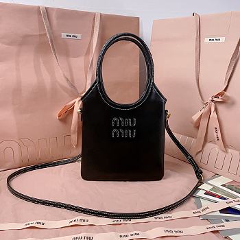 Okify MiuMiu Ivy Mini Leather Handbag In Black 20x24cm 