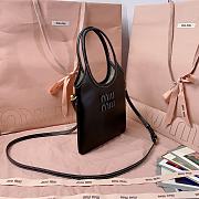Okify MiuMiu Ivy Mini Leather Handbag In Black 20x24cm  - 3