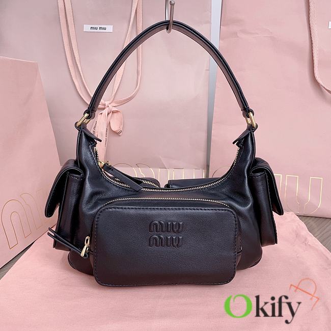 Okify MiuMiu Nappa Leather Pocket Bag In Black 21x12x6cm  - 1