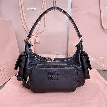 Okify MiuMiu Nappa Leather Pocket Bag In Black 21x12x6cm 